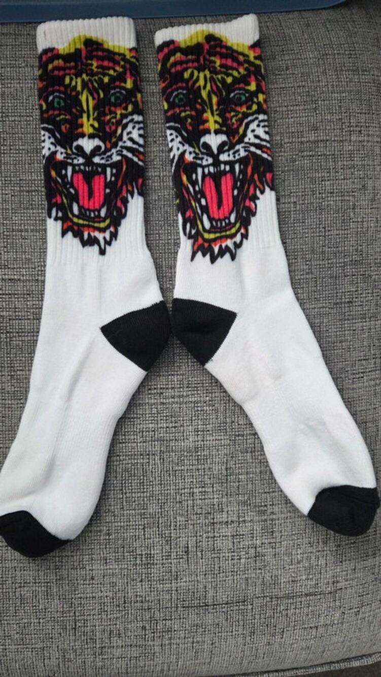 Tiger Graphic Crew Socks Animal Print Ed Hardy styleNovelty Unisex NWOT